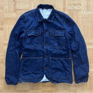 Nudie Jeans Denim work chore jacket Organic Cotton Ricco Dark Hemp Medium